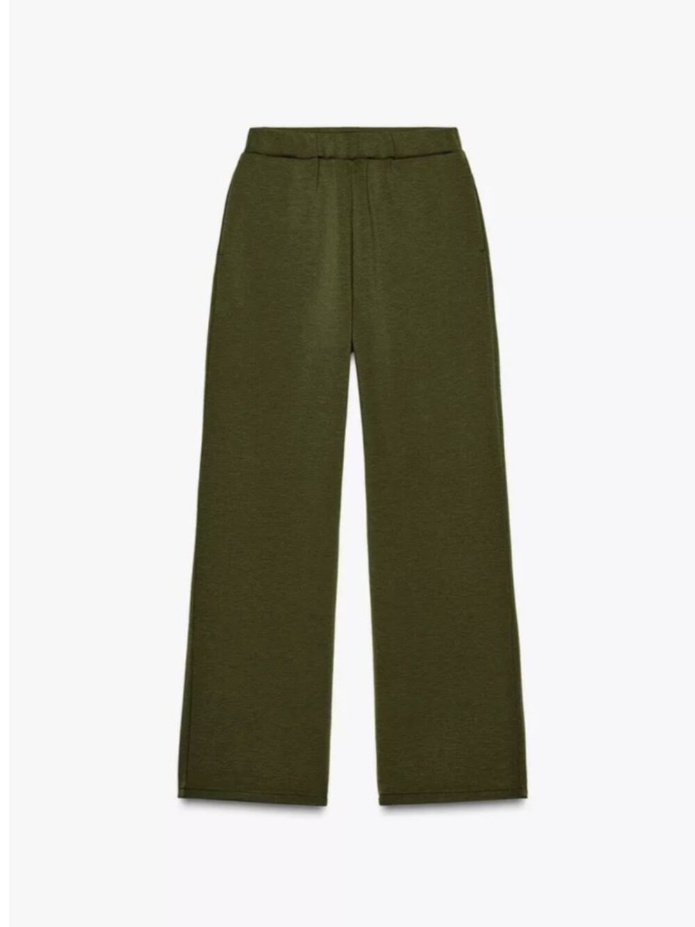 Zara Women's Outfit Set Khaki/Olive Flowy Zip Polo Collar Top Flowy Pants Size S - Picture 4 of 7